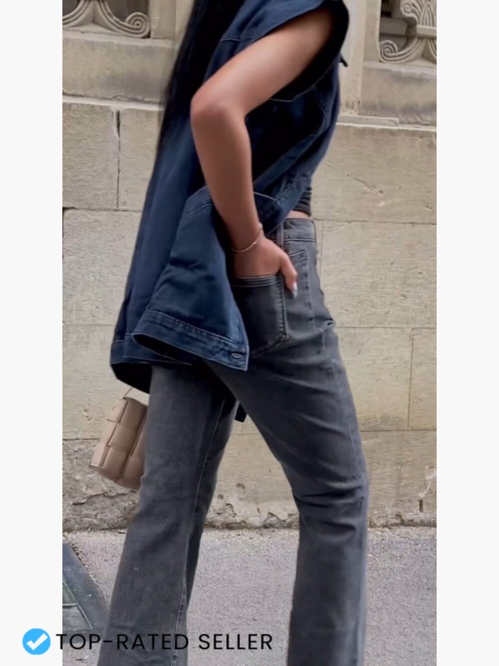 Oversized Sleeveless Denim Vest Classic Button Down Casual Utility Lapel Jean - Picture 7 of 7